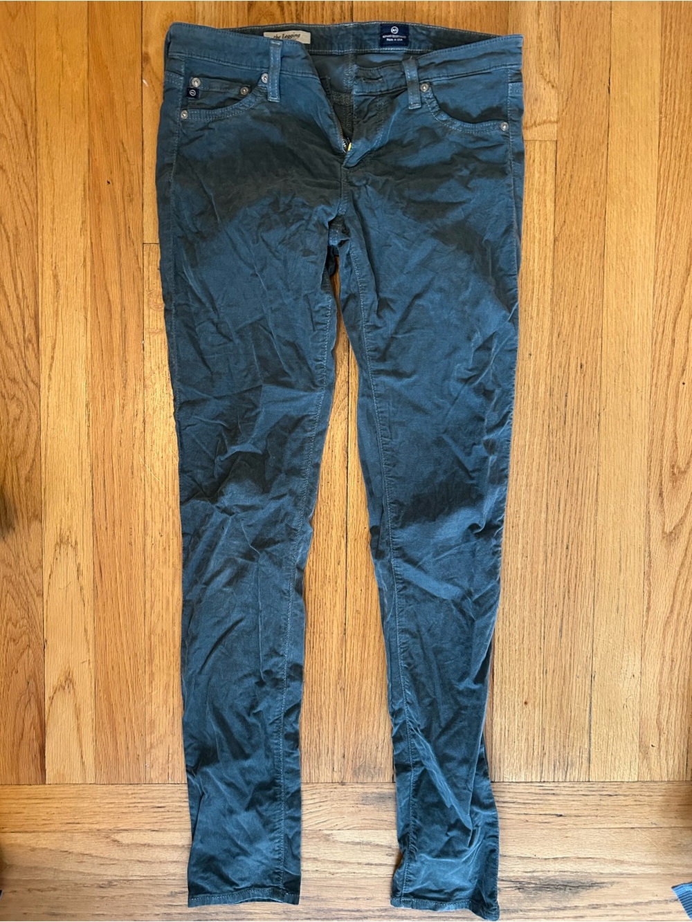 AG Adriano Goldschmied Skinny Jeans in Teal Blue Corderoy